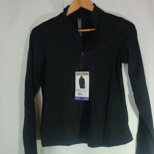 NWT Mondetta Black Ribbed 1/4 Zip Pullover Top Size XS